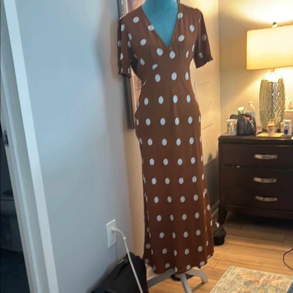 A New Day Brown Sheath Maxi Dress with V-Neck